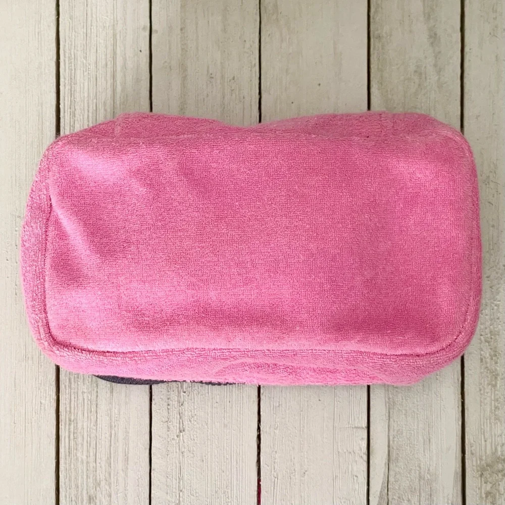 Retro Y2k Juicy Couture Terry Cloth Zip Around Cosmetic Pouch Bag